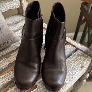 Cole Haan Dark Brown Leather Ankle Booties with Side Strap